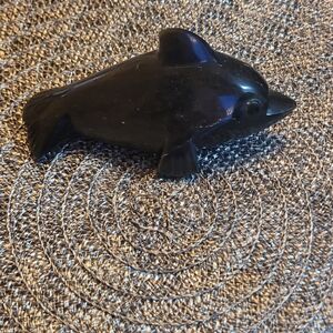 5 inch Obsidian Black Dolphin  Sculpture
